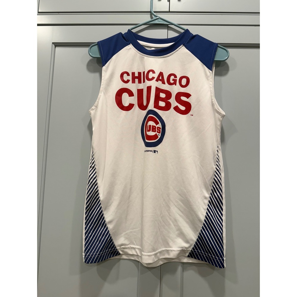 MLB Chicago Cubs Youth Sleeveless Jersey Shirt White Blue Red Large 14/16